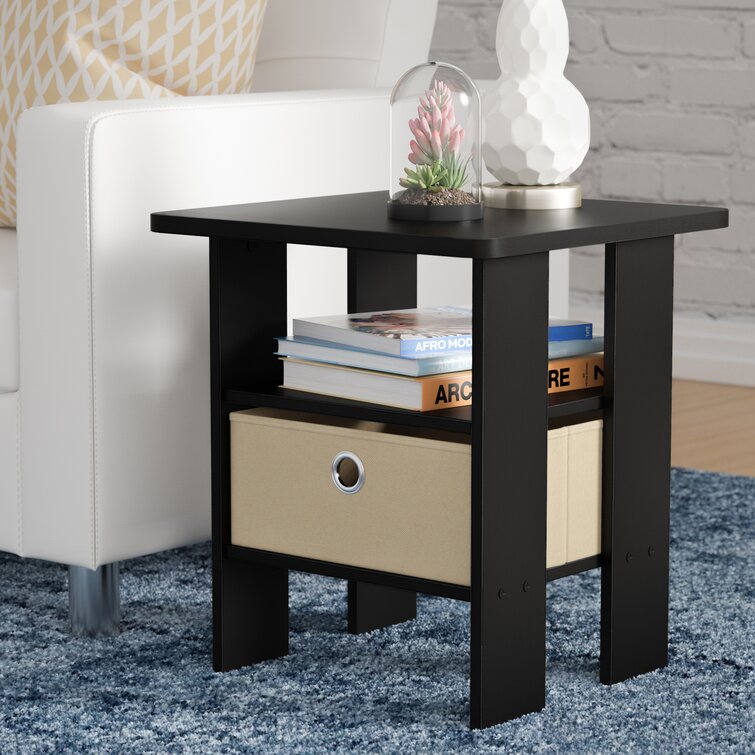 Side storage store table with bin